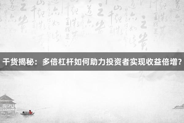 干货揭秘：多倍杠杆如何助力投资者实现收益倍增？