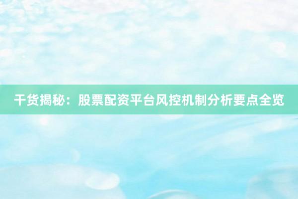 干货揭秘：股票配资平台风控机制分析要点全览
