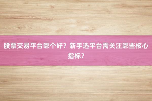股票交易平台哪个好？新手选平台需关注哪些核心指标？