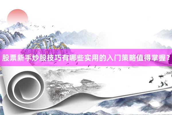 股票新手炒股技巧有哪些实用的入门策略值得掌握？
