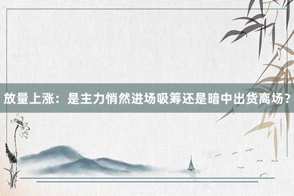 放量上涨：是主力悄然进场吸筹还是暗中出货离场？