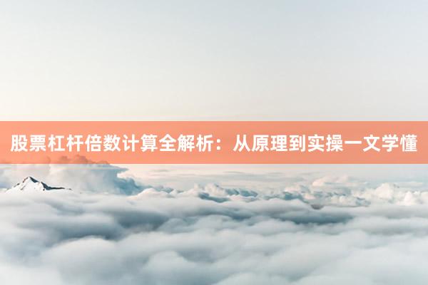 股票杠杆倍数计算全解析：从原理到实操一文学懂