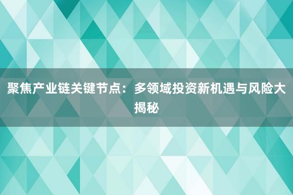 聚焦产业链关键节点：多领域投资新机遇与风险大揭秘