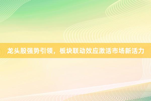 龙头股强势引领,板块联动效应激活市场新活力