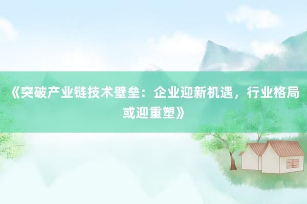 《突破产业链技术壁垒：企业迎新机遇，行业格局或迎重塑》