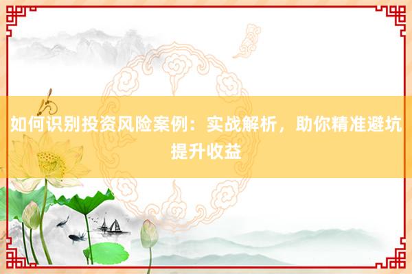 如何识别投资风险案例：实战解析，助你精准避坑提升收益