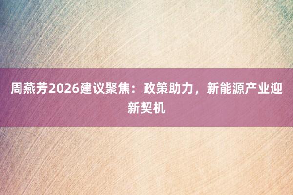 周燕芳2026建议聚焦：政策助力，<a href=